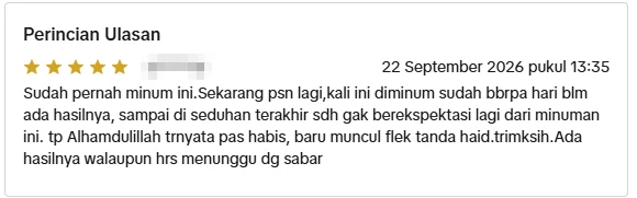 Screenshot ulasan asli dari Shopee Indonesia, nama pembeli disamarkan