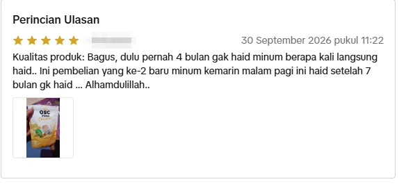 Screenshot ulasan asli dari Shopee Indonesia, nama pembeli disamarkan