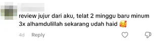 Screenshot ulasan asli dari Komentar TikTok, nama pembeli disamarkan